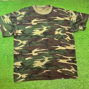 Vintage Ranger Camo Shirt XL Single Stitch Classic Woodland Hunting 80s‎ 90s